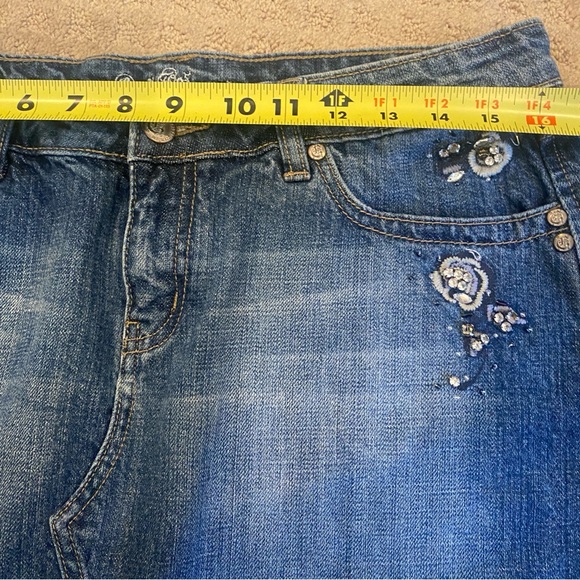 Skirt, Embellished Denim Mini - Picture 4 of 14